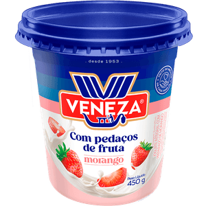 IOGURTE INTEGRAL VENEZA 450G PEDACOS MORANGO